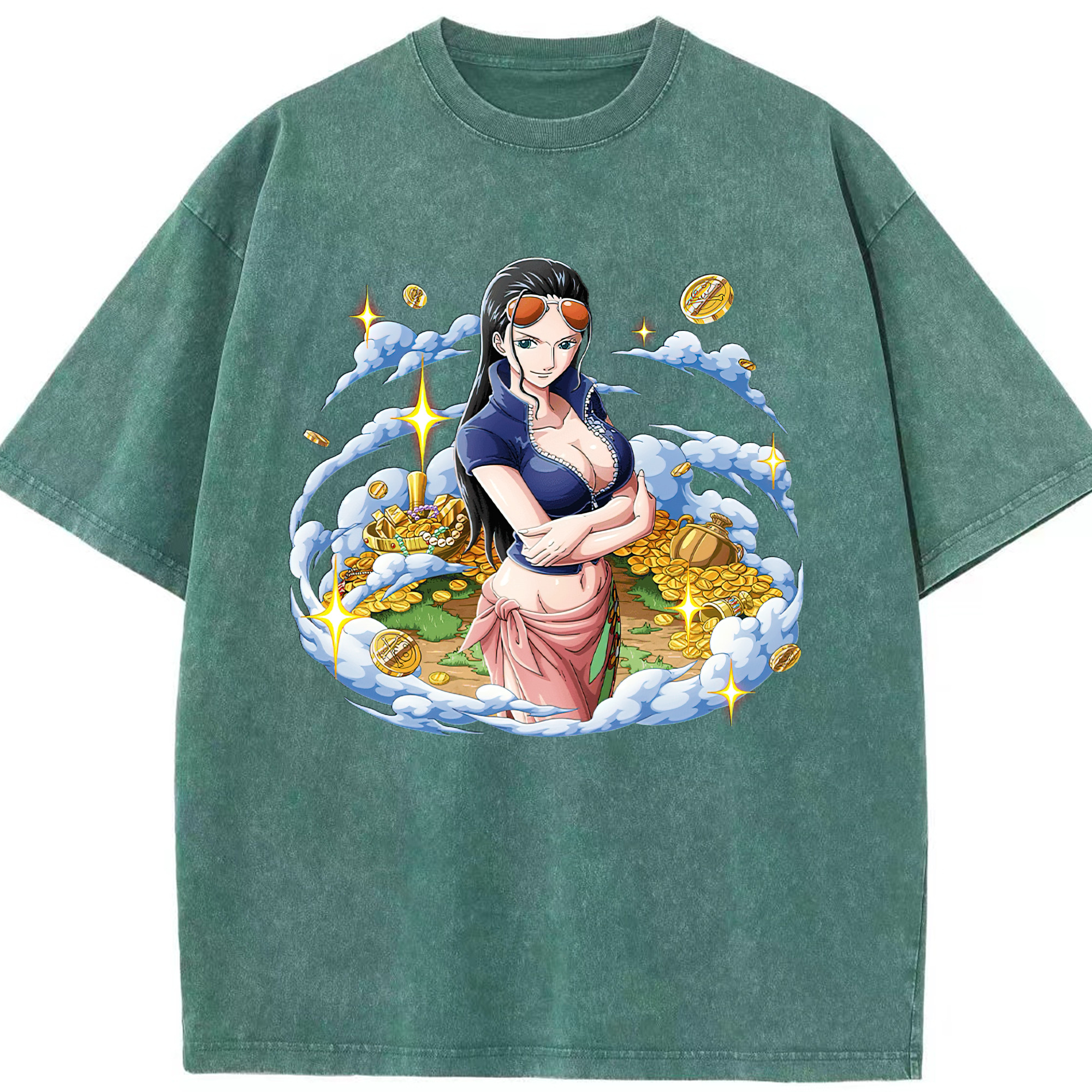 ワンピース ニコ・ロビン ONE PIECE Nico Robin 綿100% ヴィンテージ風 半袖Tシャツ（フロントプリント）